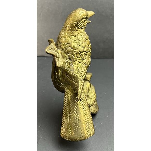 Vintage + Quality [ Solid Brass ] Perched Bird~ [ 4-3/4" ]~ Figurine - Picture 3 of 10